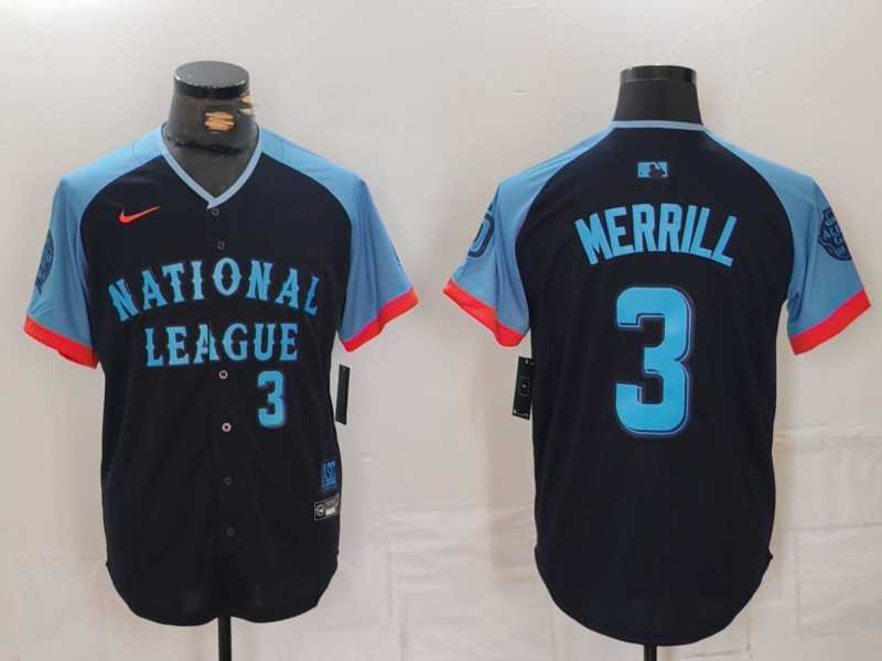 Mens San Diego Padres #3 Jackson Merrill Number Navy 2024 All Star Limited Stitched Jersey->2024 mlb all-star->MLB Jersey